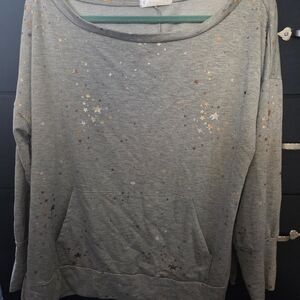 Women's Starry Gray Sweatshirt Wide Neck Size XXL